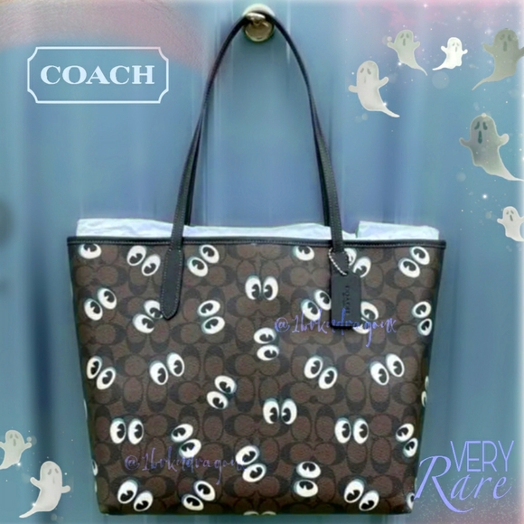 RARE VINTAGE NWT Elegant Eye-Catching Black Brown Large Tote Bag Spooky Unisex